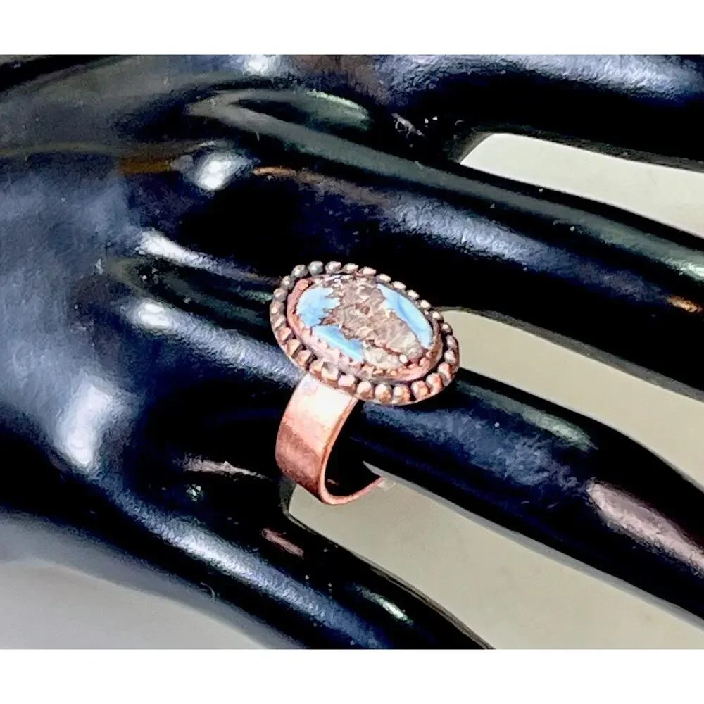 Golden Hills Turquoise Copper Statement Ring Handmade USA Adjust Southwestern